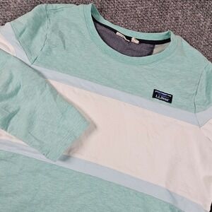 LL Bean Womens XL Colorblock Long Sleeve T-Shirt Seafoam Green Crewneck Top